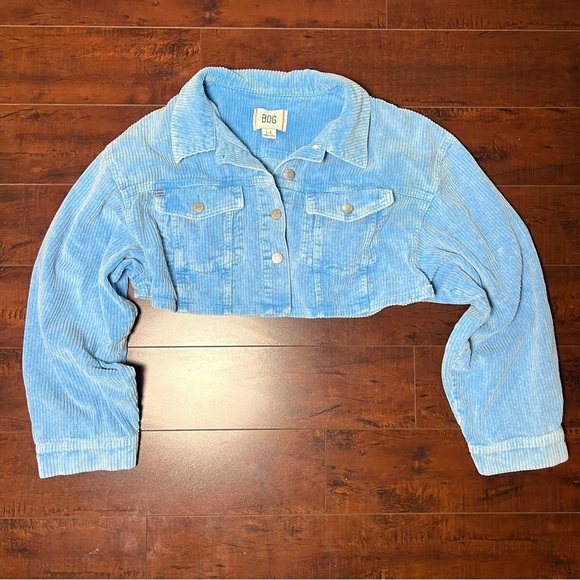 URBAN OUTFITTERS BDG Carissa Corduroy Cropped Jacket Short Blue Size Large - Picture 4 of 10